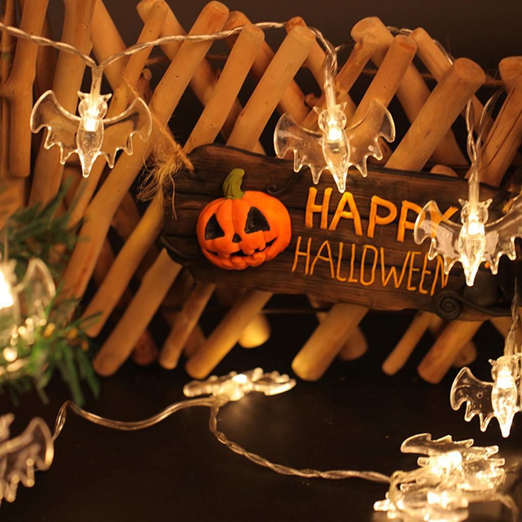 Halloween String Lights 20FT 40LEDs Bat Shaped Decorative Hanging Lights Waterproof Warm White Light Battery Operated