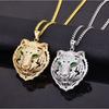 European and American Diamond Tiger Head Pendant Rose Gold Tri Color Korean Alloy Necklace