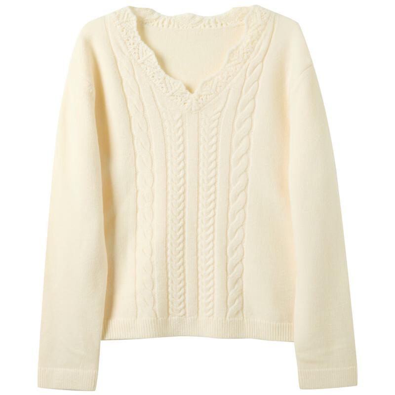 Sancai Winter V-Neck Cable Knit Pullover