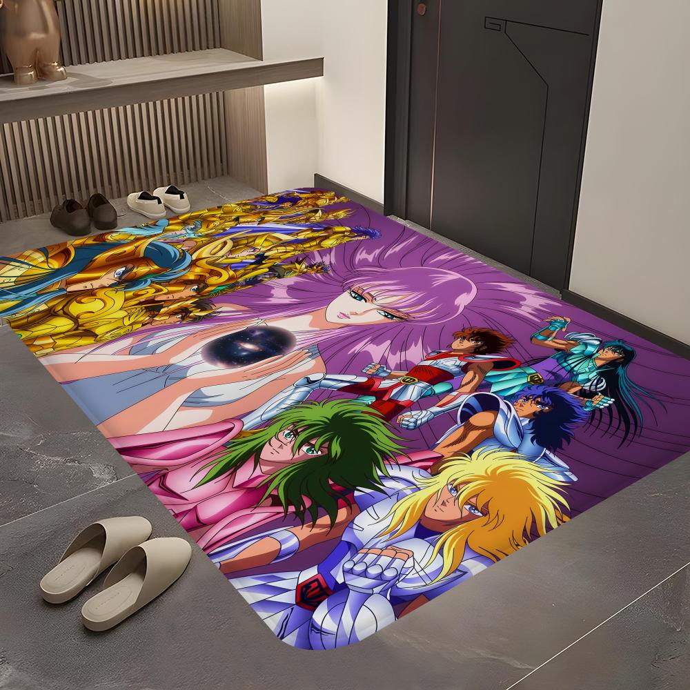 Knights of the Zodiac Cartoon Floor Mat Bathroom Mat Kids Bedroom Decoration Balcony Anti-Slip Doormat Living Room Welcome Rug