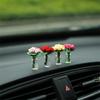 Cute Creative Car Interior Decoration Exquisite Mini Rose Vase Auto Center Console Decoration Ornaments Accessories Gifts