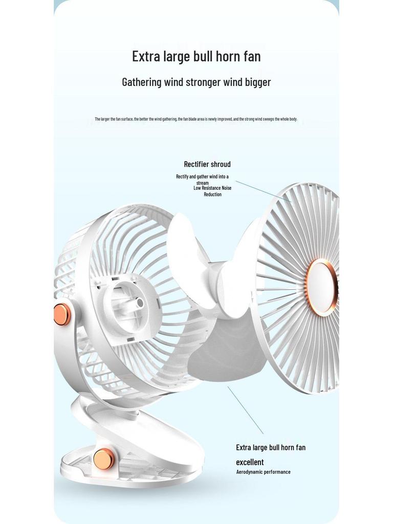 USB Rechargeable Clip-On Mini Fan – Portable, Ultra-Quiet for Dorm Beds & Handheld Use