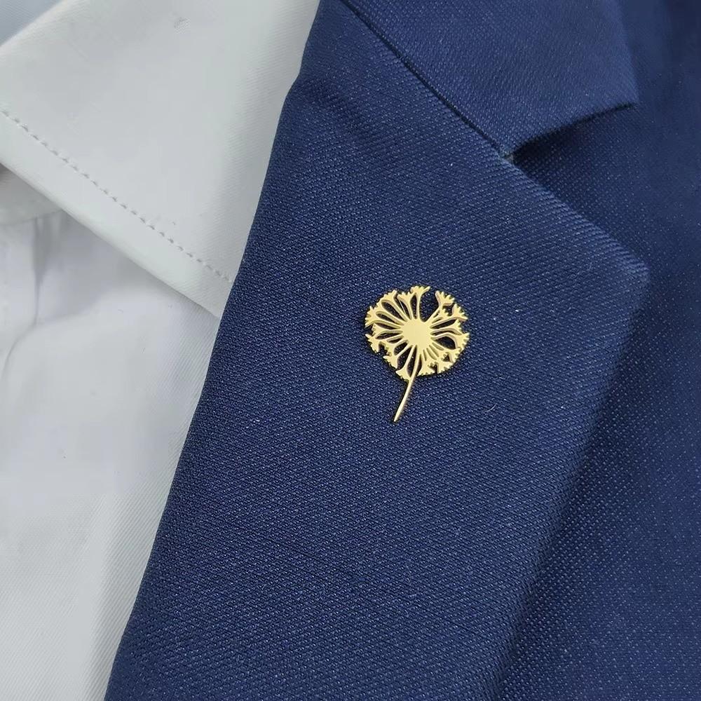 Luxury Blowball Brooch Stainless Steel Suit Badge Pin Minimalist Women Brooch Gift