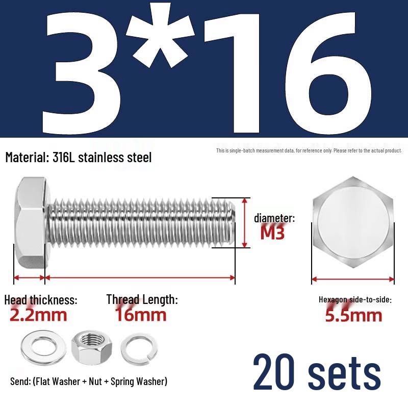 Yi Shuxiang A4-70 Stainless Steel Hexagon Head Bolt & Nut Sets