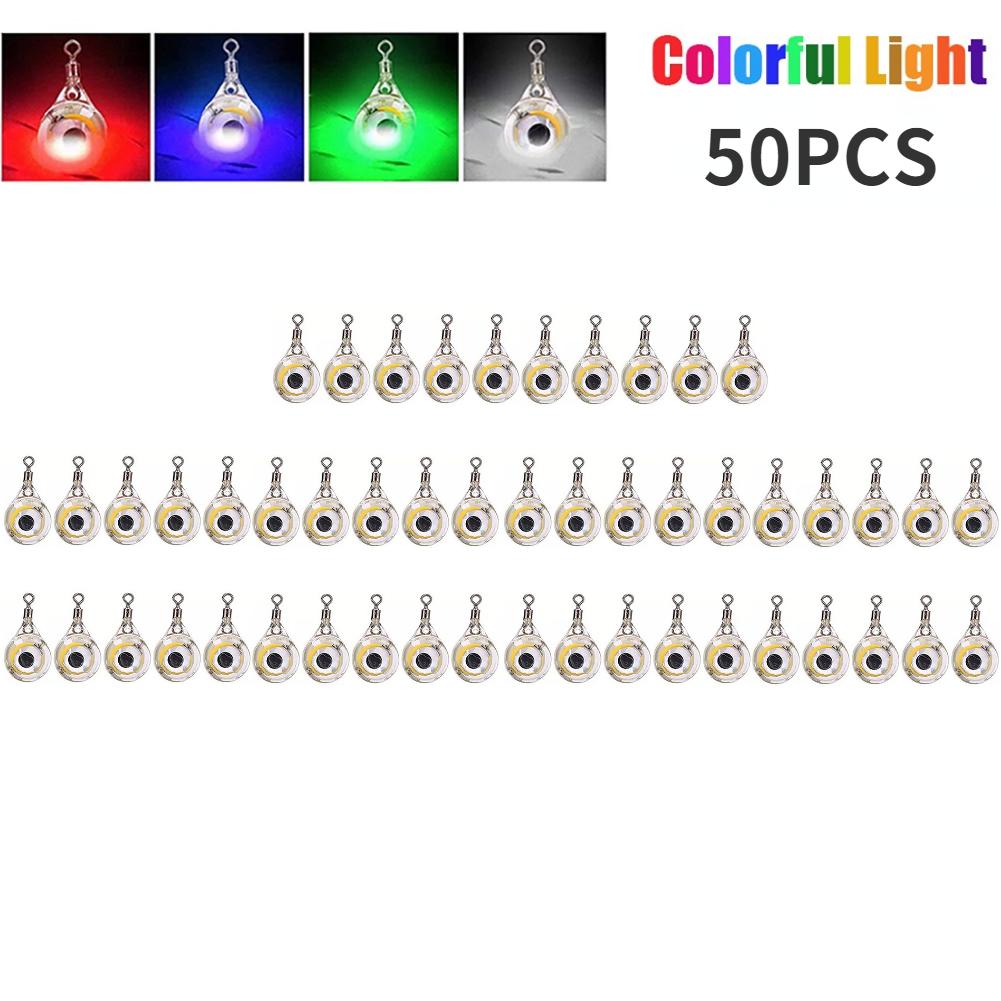 10-200pcs Mini Fishing Lure Light LED Deep Drop Underwater Eye Shape Squid Fish Bait Luminous Lure for Attracting Fish