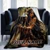 1PC Custom Name Eagle Spirit Warrior Flannel Blanket Versatile,all-season Throw Suitable for the Living Room,bedroom,camping,travel,and Gift