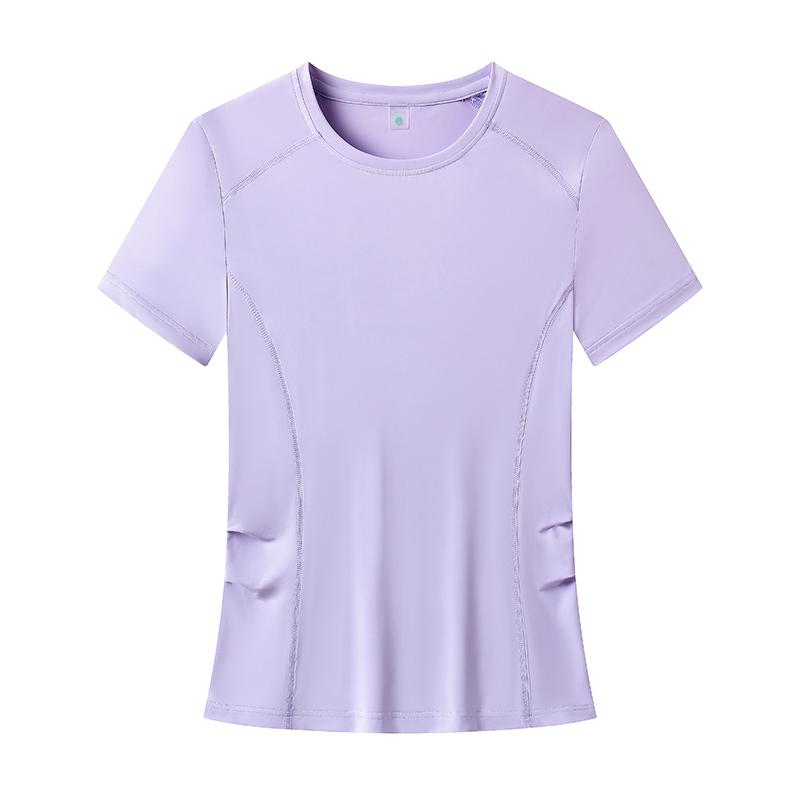 Sportliches kurzärmeliges Color-Blocking Fitness-Top, Enger Damen Yoga-Anzug, Lässiges T-Shirt für Laufen im Freien