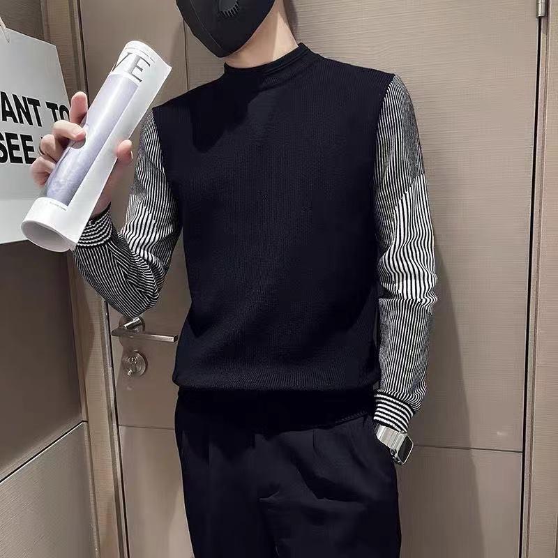 

Men s Korean Style Slim Fit Striped Knit Sweater Pullover 2XL (140-160 jin)