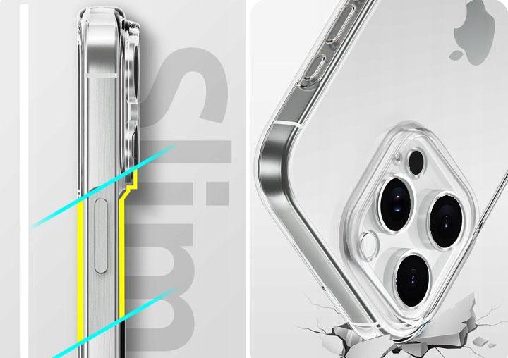 SLIM Case for iPhone 16 Pro CLEAR CASE CLEAR BACK + PROTECTIVE GLASS