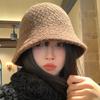 Brown Knitted Bucket Hat Women's New Autumn and Winter Ear Protector Basin Hat Wool Bucket Hat