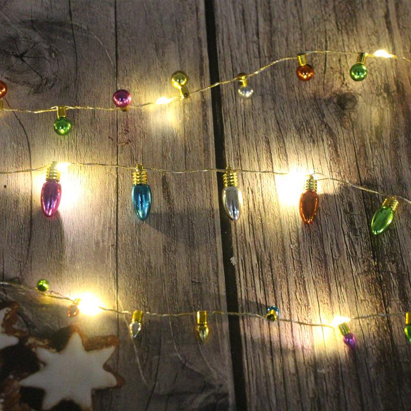 Christmas Beaded LED Bullet String Lights - Electroplated Bulbs, Tree Decoration Neon Lights