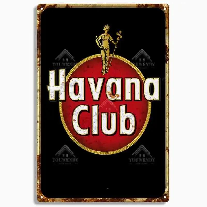 Mfoever Tin Sign HD Tin Sign Vintage Rum Pirate Wall Decor Havana Club Captain Morgan Kraken Retro Metal Poster for Bar Pub Man Cave 20x30