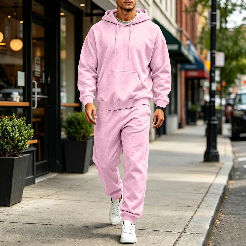 Men's Color Sweatsuit Trendy Casual Athletic Set for Spring and Fall