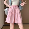 Women's High Waist Ice Silk Wide-Leg Shorts - Summer Casual, Slimming, Loose Fit, Mid-Length
