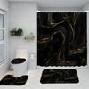 1/4 Marble Veining Shower Curtains, Toilet Seat Decoration, Shower Curtain With Carpet And Toilet Lid, 70.8X70.8 Inch