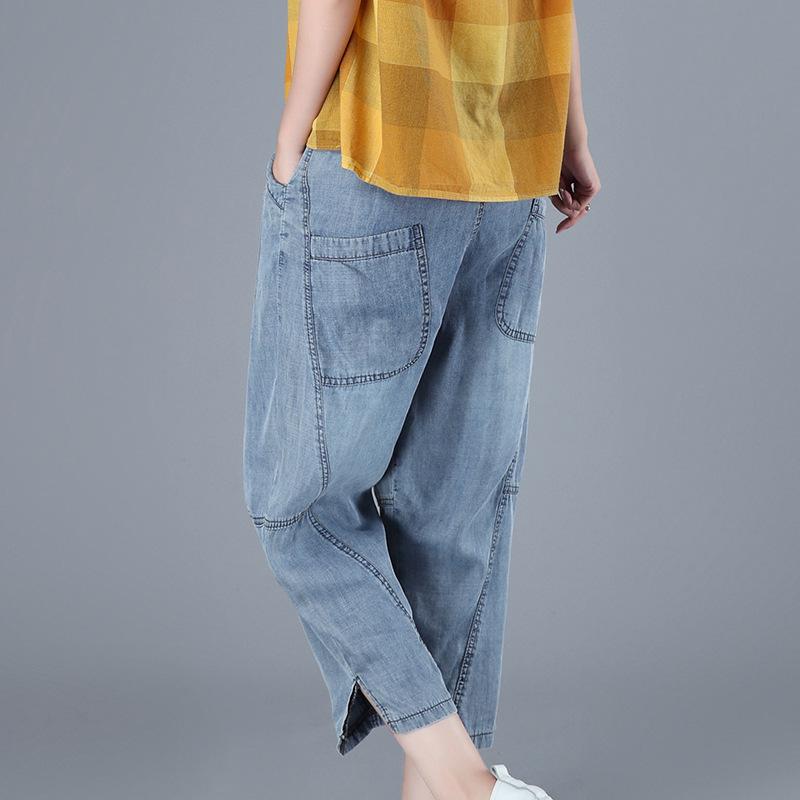 2024 Korean Style Summer Casual Loose Straight-Leg Jeans: Slimming Plus-Size, Versatile Seven-Point Pants