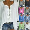 Elegant Plus Size Women Boho Long Sleeve Blouse Baggy Tops With V Neck Design