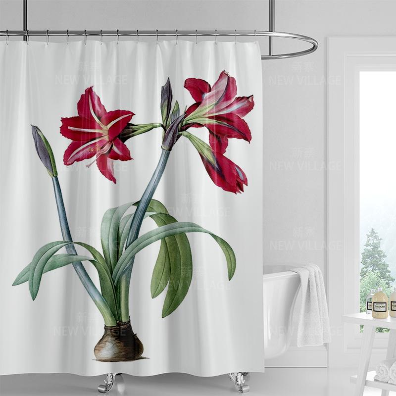 Minimalist Plant Shower Curtain, Modern Bathroom Toilet Decoration Privacy Curtain 180x180cm Waterproof Shower Curtain