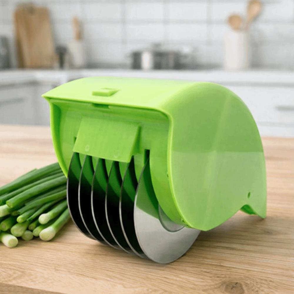 Manual Vegetable Chopping Roller 6 Wheel Stainless Steel Scallion Mincer Effort-saving Detachable Scallion Roller Cafeteria