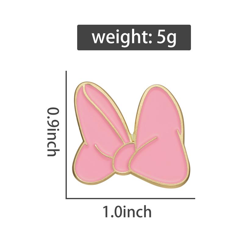 Pink Bowknot Enamel Pins Custom Cute Cartoon Brooches Lapel Badges Creative Funny Jewelry Gift for Kids Friends