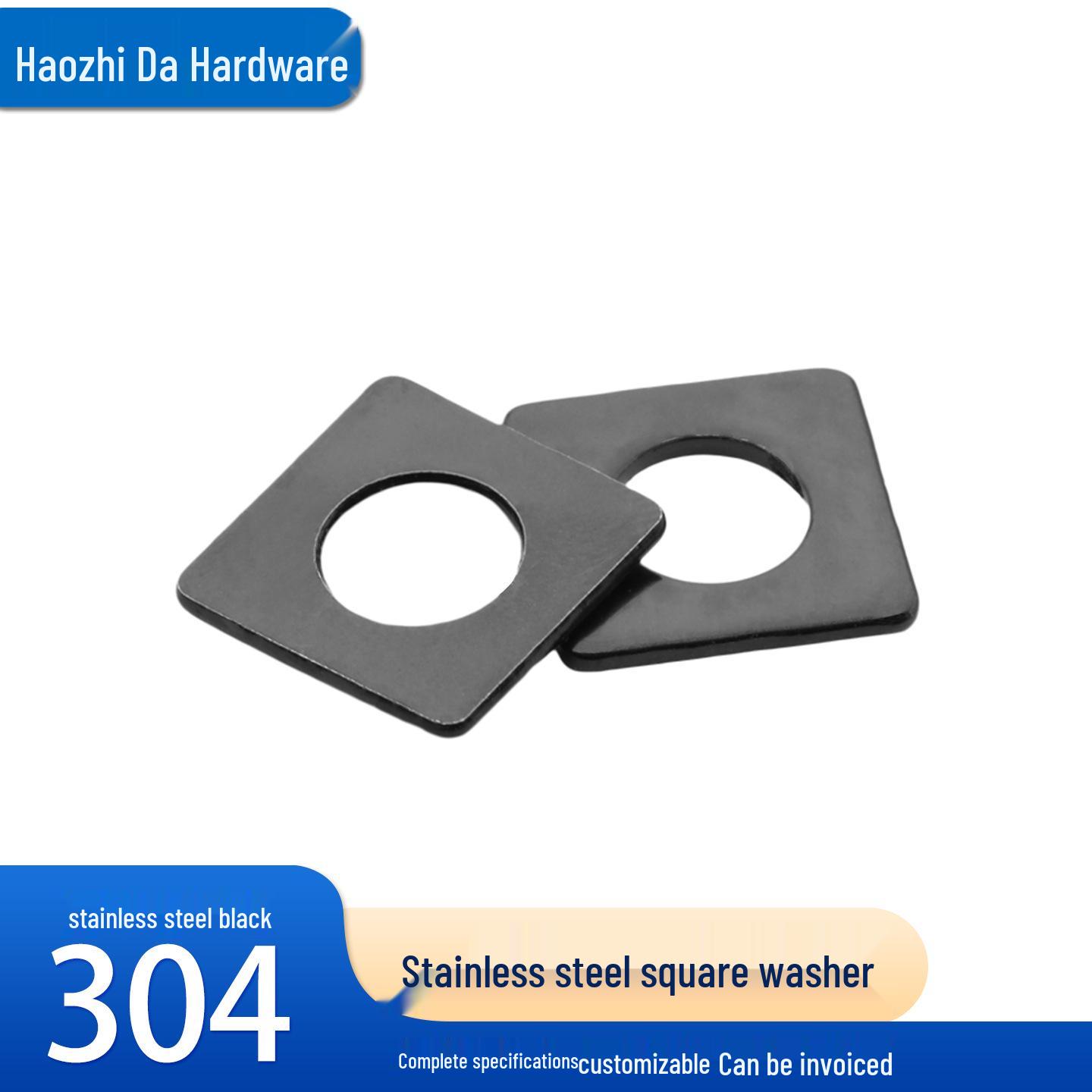 

Thickened Black Square 304 Stainless Steel Metal Spacer Washer for Curtain Wall M3-M12 M4x10x1 (10 pcs)