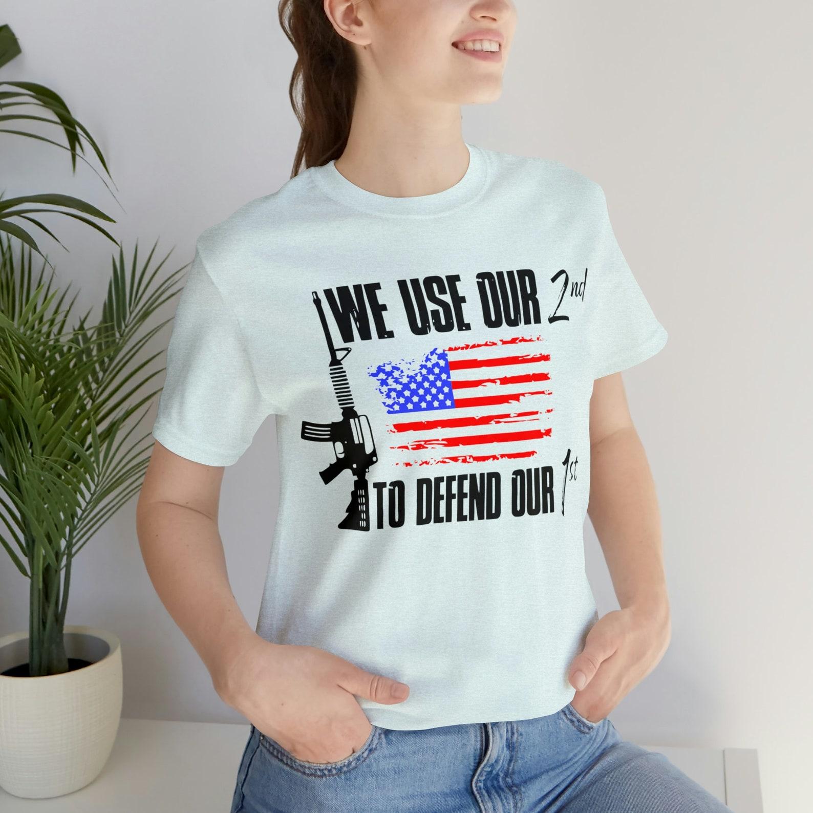 2nd Amendment Shirt: Patriotic USA Defense Rights Tee S