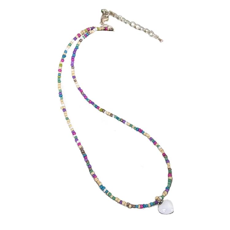 

Конфетно-розовое ожерелье-сердечко с бусинами Бохо-акриловое ожерелье для девочек