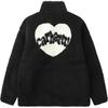 Carhartt WIP Herz-Buchstaben-Muster Bestickt Wendbar Stehkragen Drop Shoulder Fleecejacke Herrenjacken Schwarz CHXJKA242008N-BKX