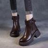 2025 Women's Genuine Leather Martin Boots - Warm, Thickened, Single Cotton Boots for Spring, Autumn, and Winter.