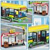 Stadt Stadt Busbahnhof Zentrum Doppelbusbahnhof Bausteine Modellbausteine Schreibtischdekoration Spielzeug für kleine Jungen Mädchen