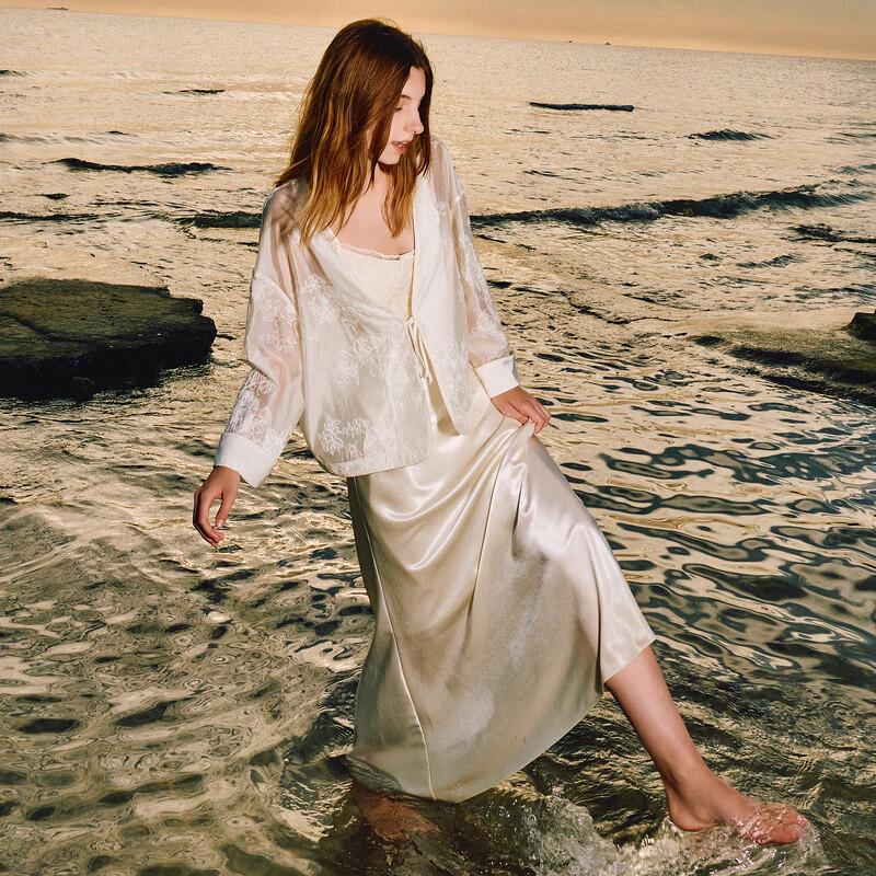 

Sancai Women s Lyocell Blend Embroidered Tie-Waist Cardigan XL 170/92A