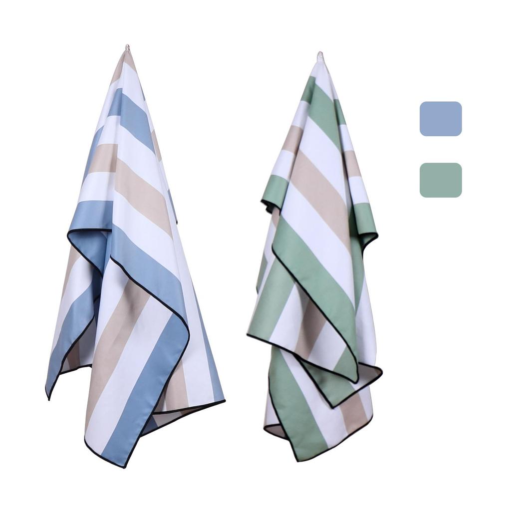 Doppelseitiges Samt-Streifen-Strandtuch - Schnelltrocknend & Saugfähig zum Schwimmen und Sonnenbaden