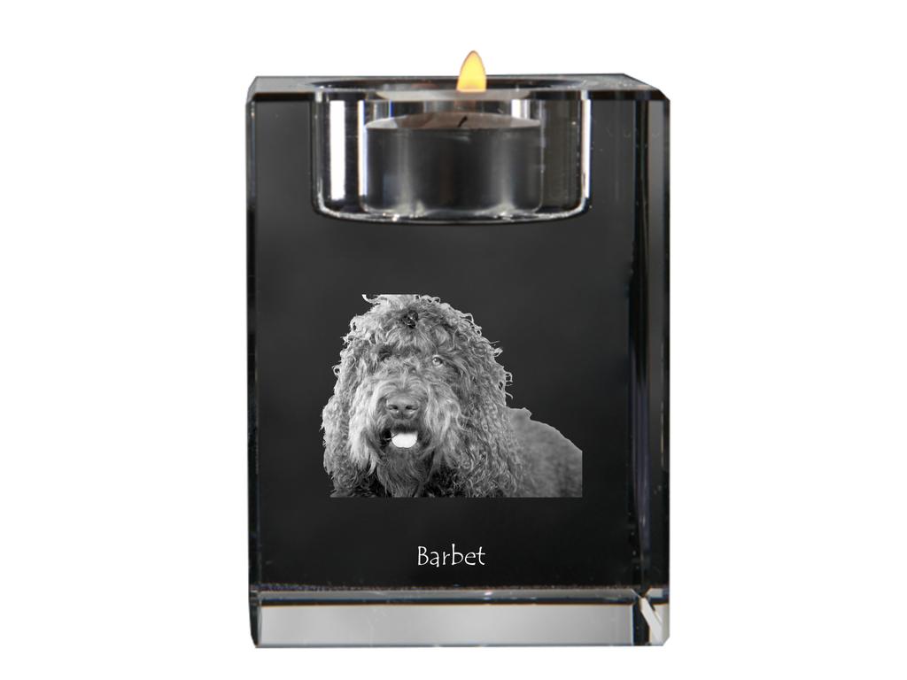 Barbet, French Water Dog – Candle holder with dog photo, crystal tealight holder | Art-Dog