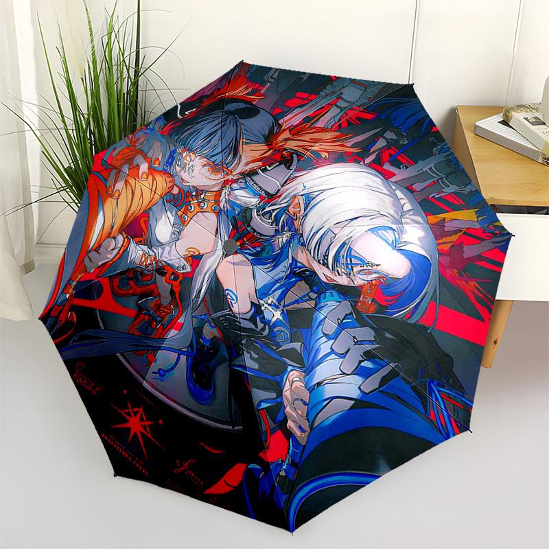 

1pc Outdoor Umbrella with Rumbling Artwork - Automatic Opening/Closing, Portable 3-Fold Design, 8-Rib Iron Frame - Perfect Gift for Fans, Trave
