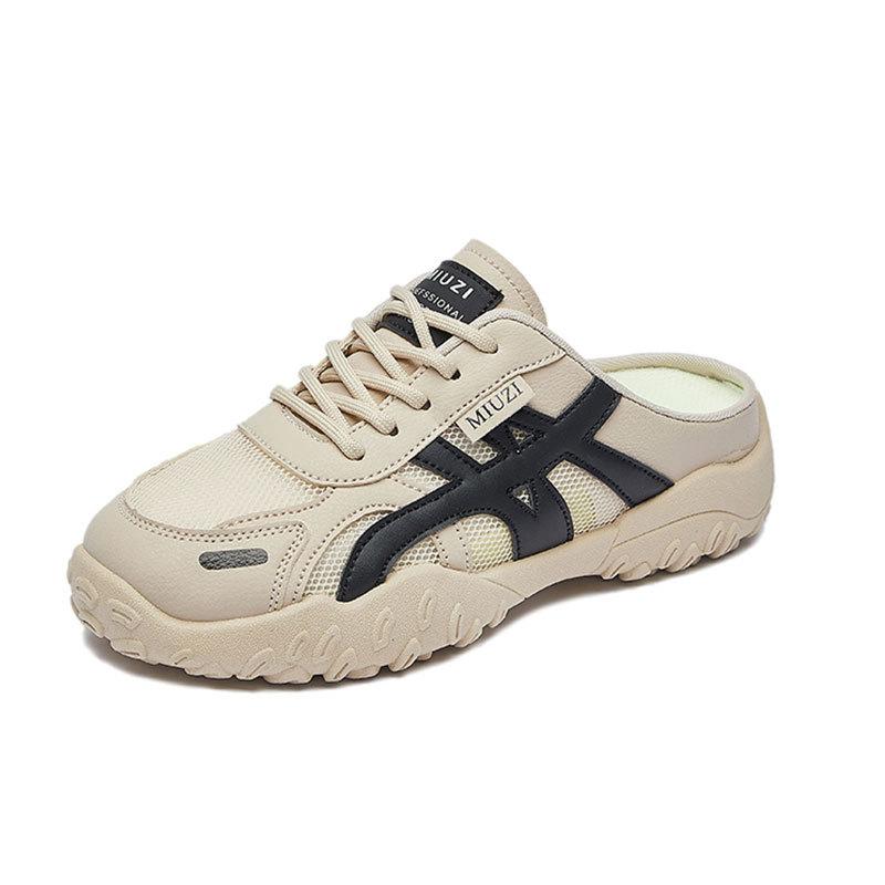 Women's shoes hollow bag head cool slippers outer wear 2025 new summer lazy one pedal without heel mesh half slippers