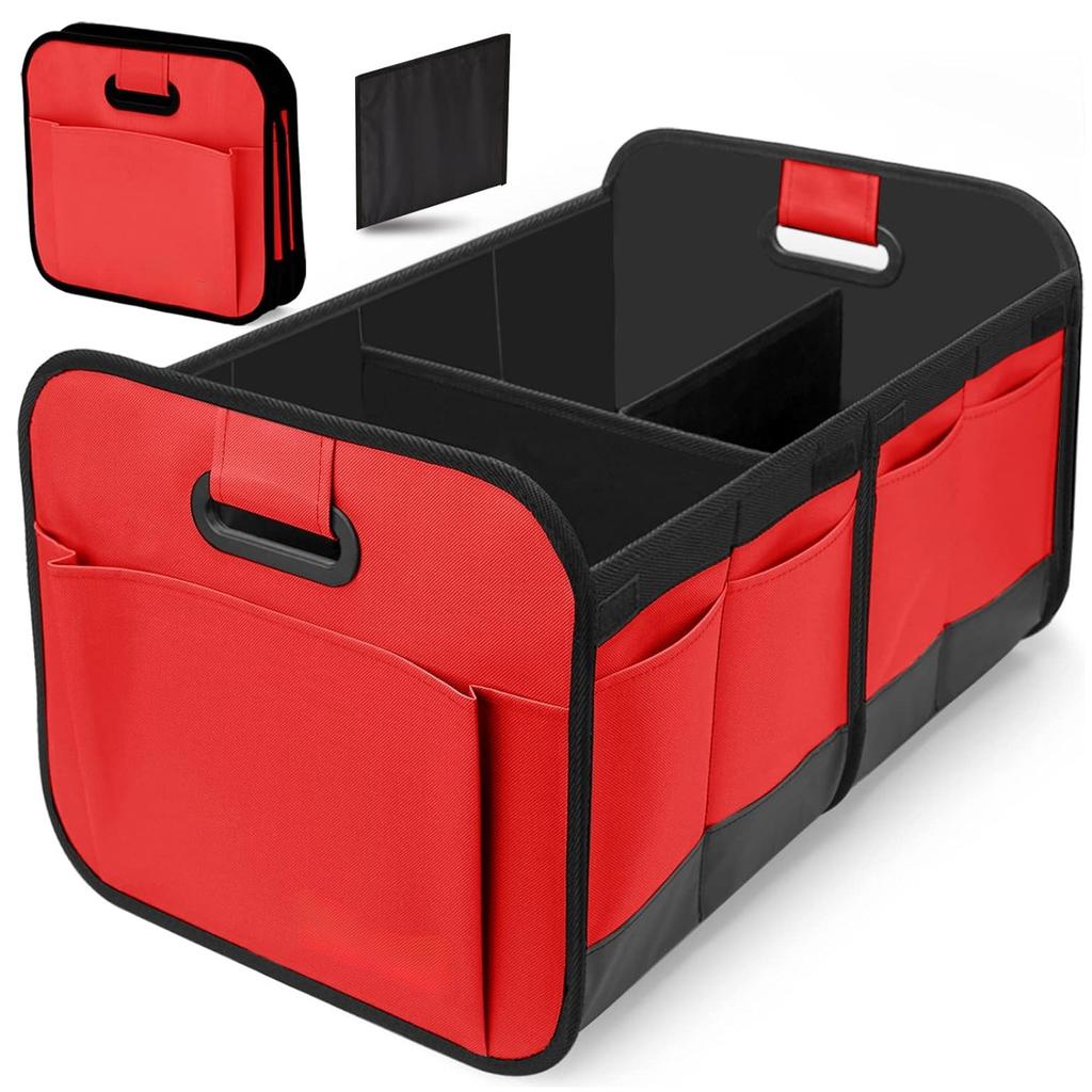 Large Collapsible Trunk Organizer with Multi Pockets, 3 Compartments Storage Organizer for Car, SUV, Minivan