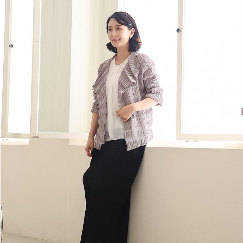 Shiz Madam Women 3d Pleats Piano Wrap Blouse   Cardigan J31789