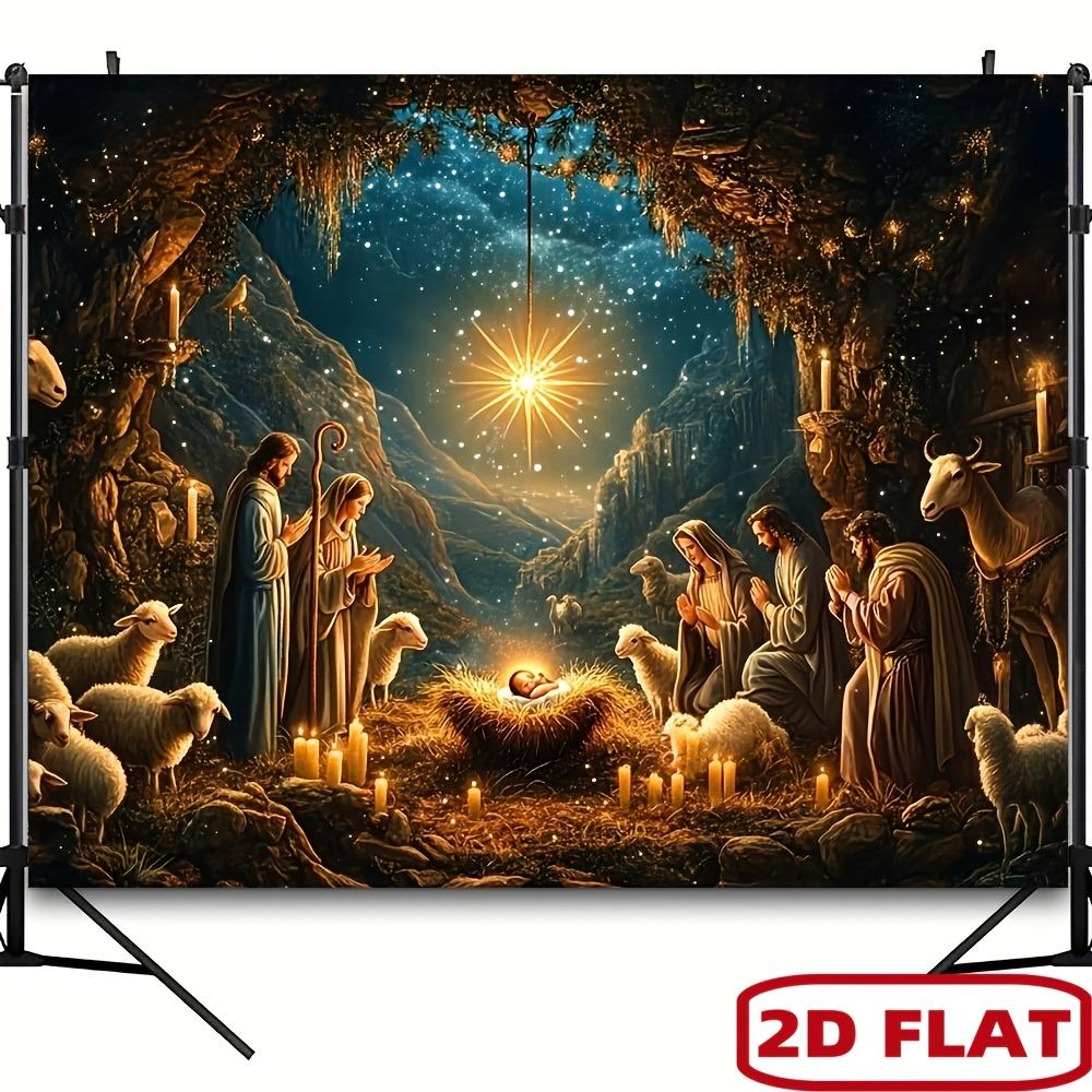 2D Flat 2D Flat Christmas Flag - Multi-functional Indoor and Outdoor Holiday Decoration Background for Holy Family Photos