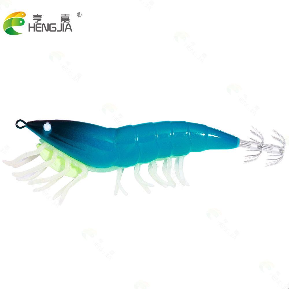 11CM22GLuminous Squid Shrimp Fake Bait Wood Shrimp Lure Bait Bionic Fishing Bait Universal for Freshwater and Saltwater