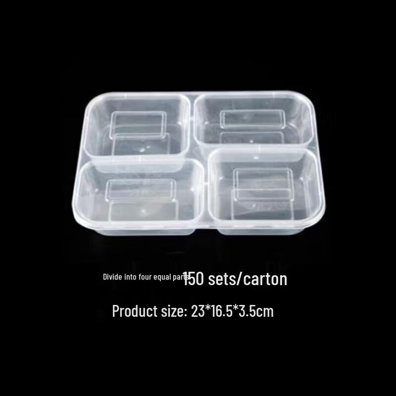 Einweg Transparenter 4-Fächer Lebensmittelbehälter