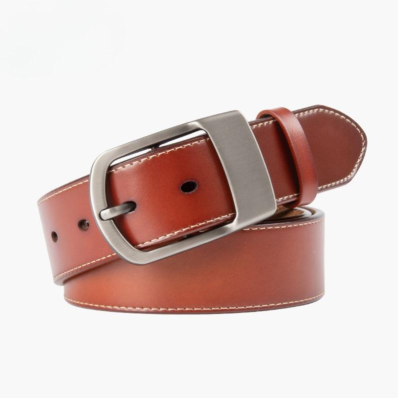 

Men s Cowhide Belt Genuine Leather Men s Belt Retro Versatile Japanese Buckle Pin Buckle 125cm