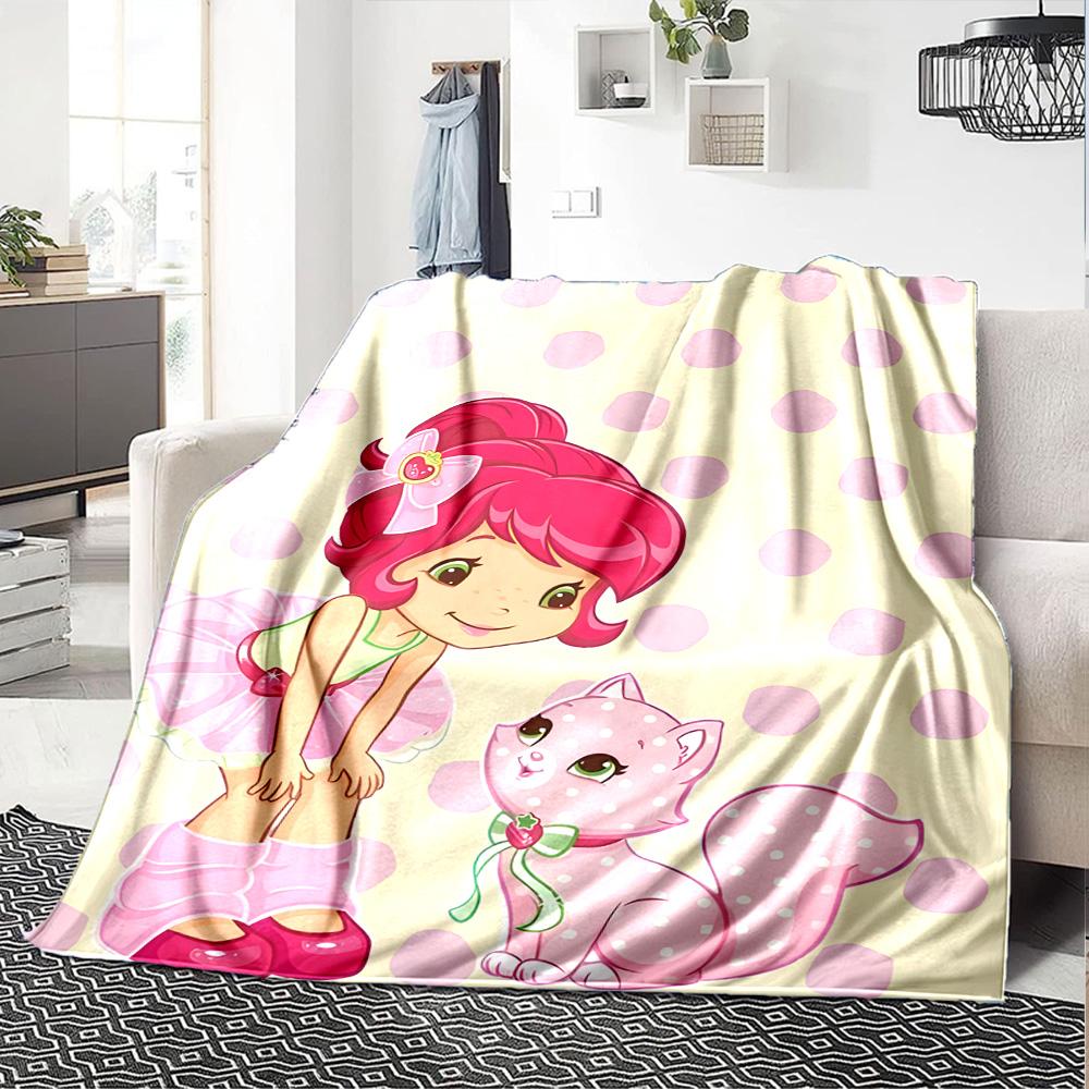 1pc Princess Strawberry6 Blanket, Gift, for Men and Women, Soft Blanket, Good for Sofa Bed Couch Travel, Lightweight Flannel Blanket
