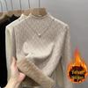 Women's Fleece Sweater Base Layer: Plus Velvet Thick Knitwear with Half-High Neck - 2025 Autumn/Winter Collection