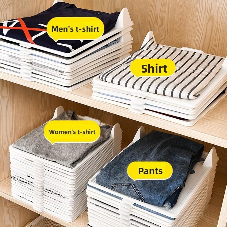 Clothing Organizer Foldable Storage Shelf For Home Wardrobe With Layered Design