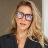 Vintage Blue Light Blocking Glasses Frame Square Flat Mirror Round Face Anti-blue Glasses Men and Women Fashion