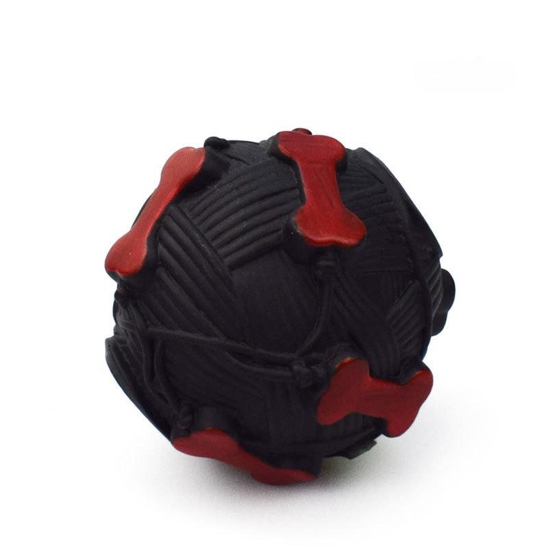 Natural Rubber Bone Printed Ball with Strange Call, Leakage Ball, Teeth Cleaning and Grinding for Pets, Feeding and Training Function