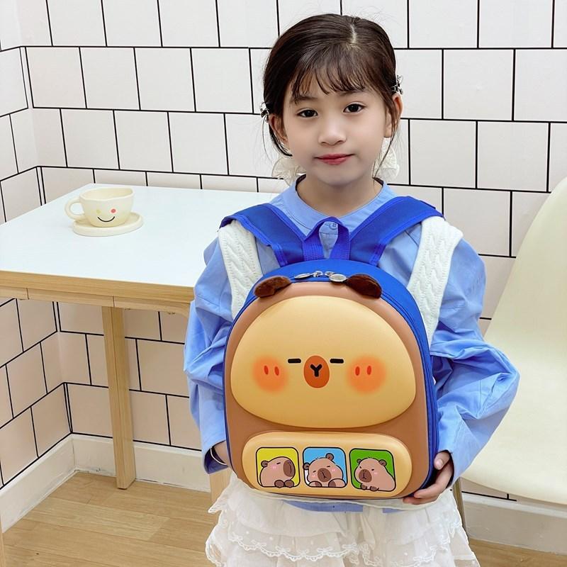 Kids School Backpack Featuring Cartoon Capybara With Lightweight Pvc For Children