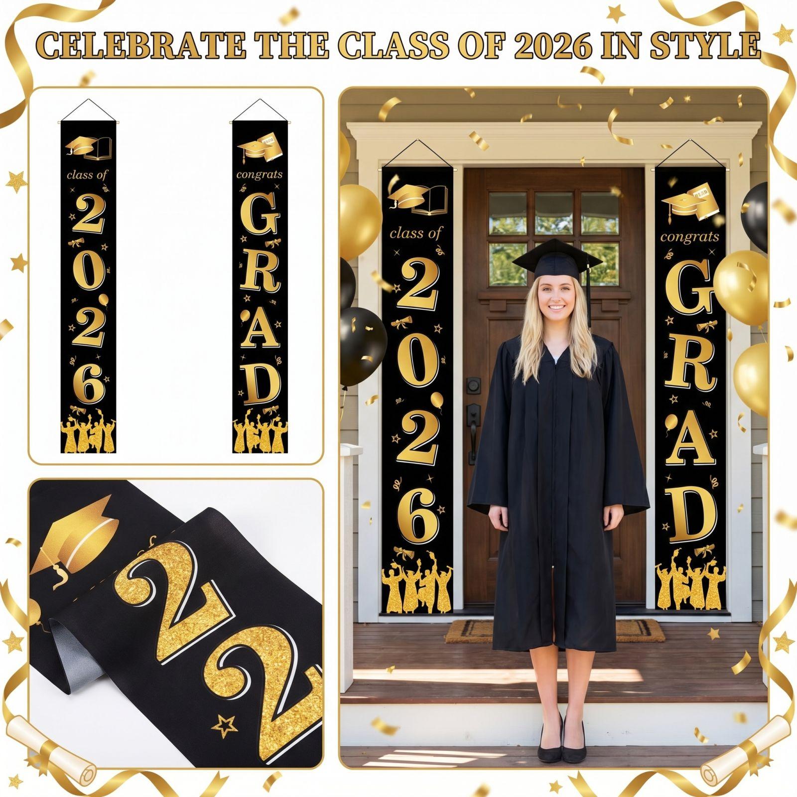 

Украшение для выпускного класса Флаг на дверь Подвесной флаг Украшения для выпускной вечеринки one size