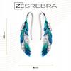 Earrings Colorful Feather S925 Peacock Zircons Feathers Crystals Bird