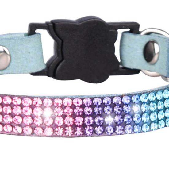 Colier pentru animale de companie Rochie cu stras incrustat Reglabil pentru rupere Animal de companie Pisici Caini Gulere cu clopot